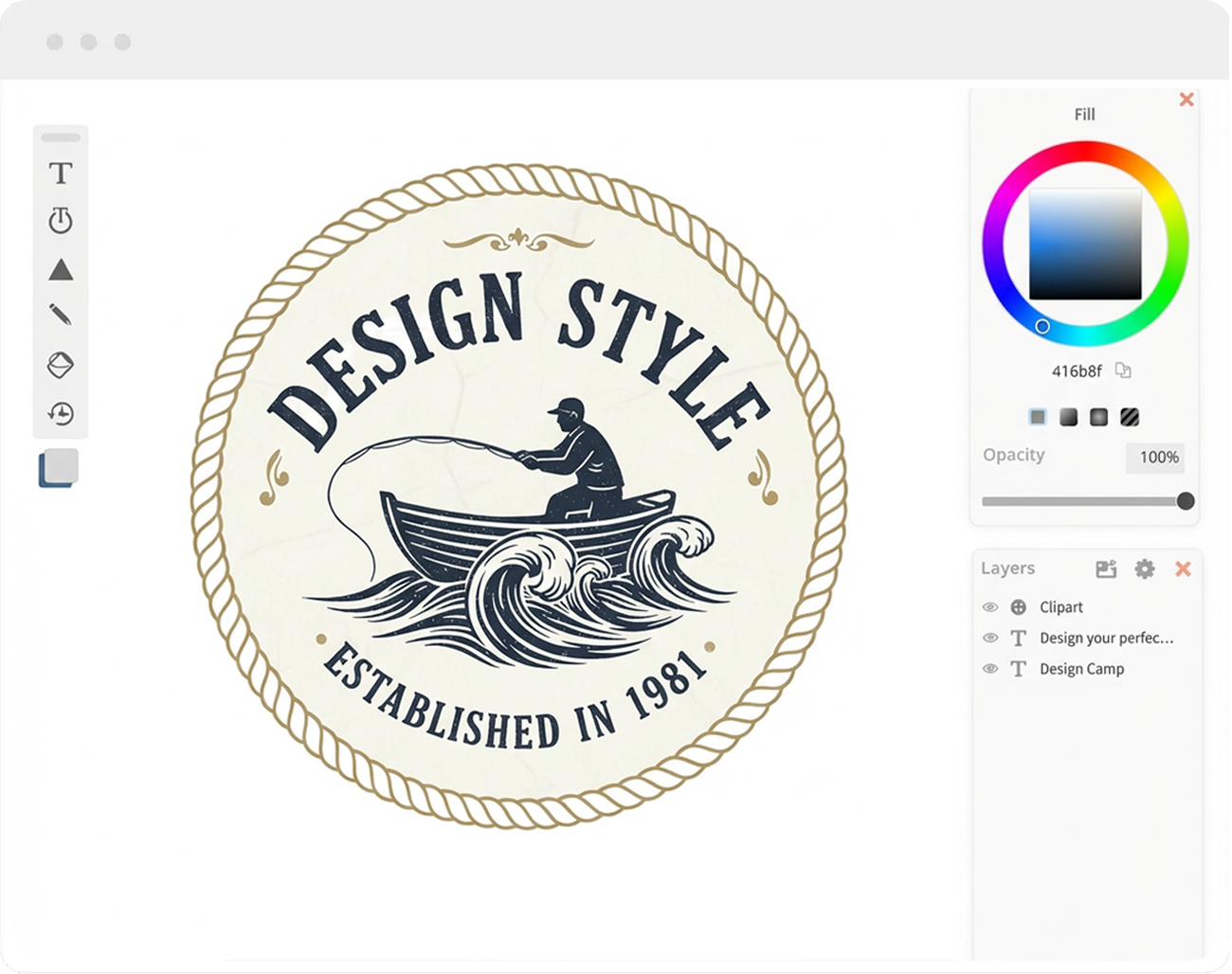 Design on the Canvas - logo editor interface preview