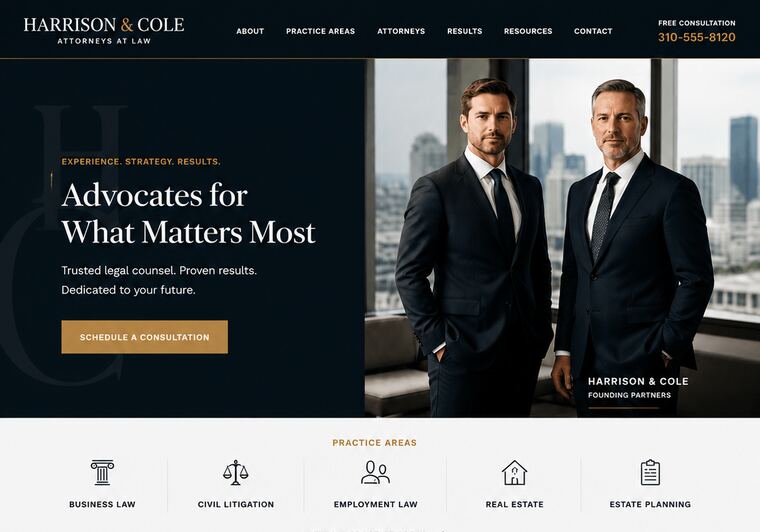 Harrison & Cole website, Law firm