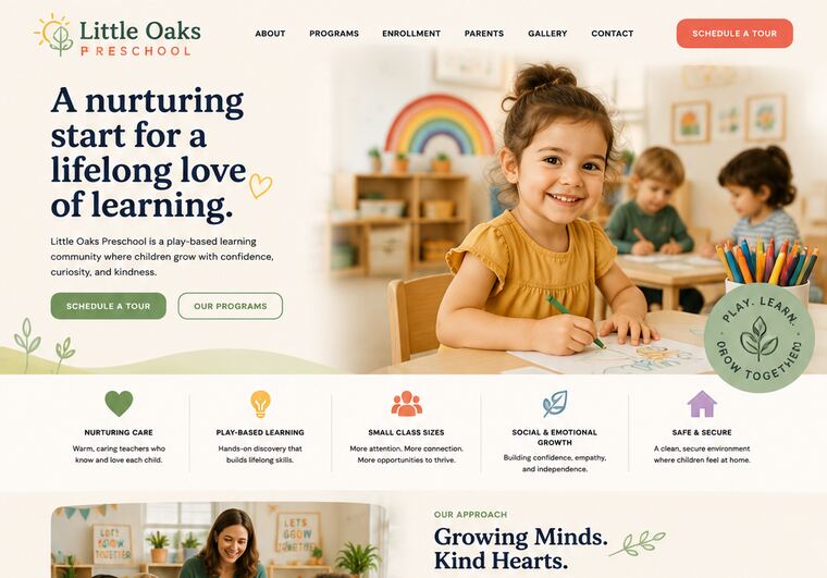 Little Oaks Preschool website, Preschool