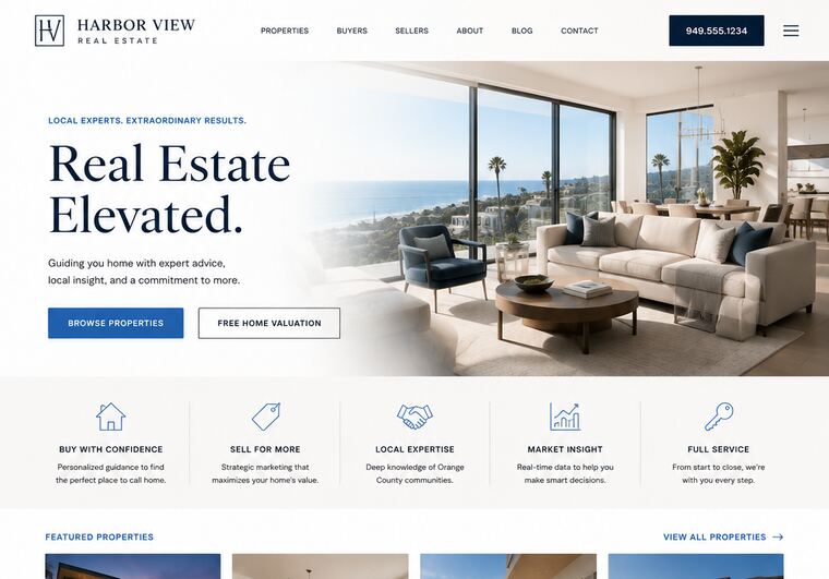 Harbor View Real Estate website, Real estate
