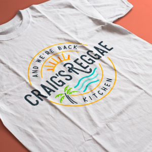 Craig's Reggae Kitchen logo on a t-shirt