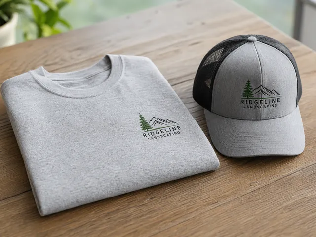 Logo embroidered on a shirt and cap